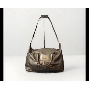 Coach Ashley Convertible Leather Satchel Handbag Shoulder Bag Pewter Metallic